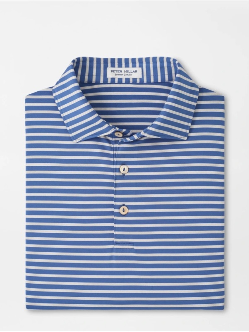 Peter Millar Blue & White Striped Polo